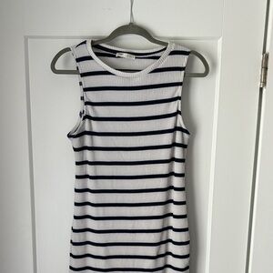 Pull and Bear Striped Midi Slit Body Con Dress